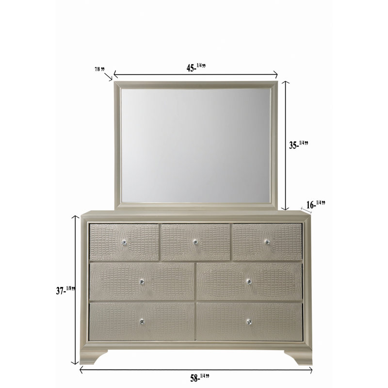 Commode à sept tiroirs de style moderne avec poignée en faux cristal pour chambre à coucher, commode de rangement pour chambre à coucher pour la maison