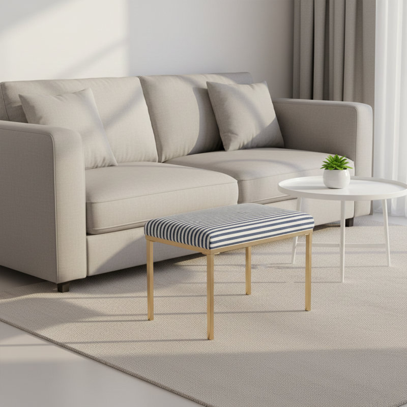 Repose-pieds moderne avec repose-pieds en métal doré, banc décoratif rembourré pour chambre à coucher et salon, Bande
