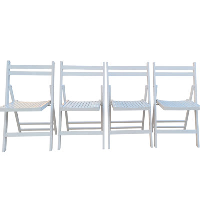 De 4 chaises pliantes en bois massif - blanc, siège à lattes pour le confort, idéal pour une utilisation intérieure et extérieure, conception peu encombrante, poids léger, capacité de poids de 220 lb avec siège confortable, différentes utilisations, économie,