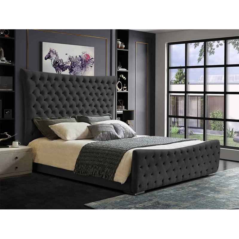 Upholstered Bed, Black, Single (3')