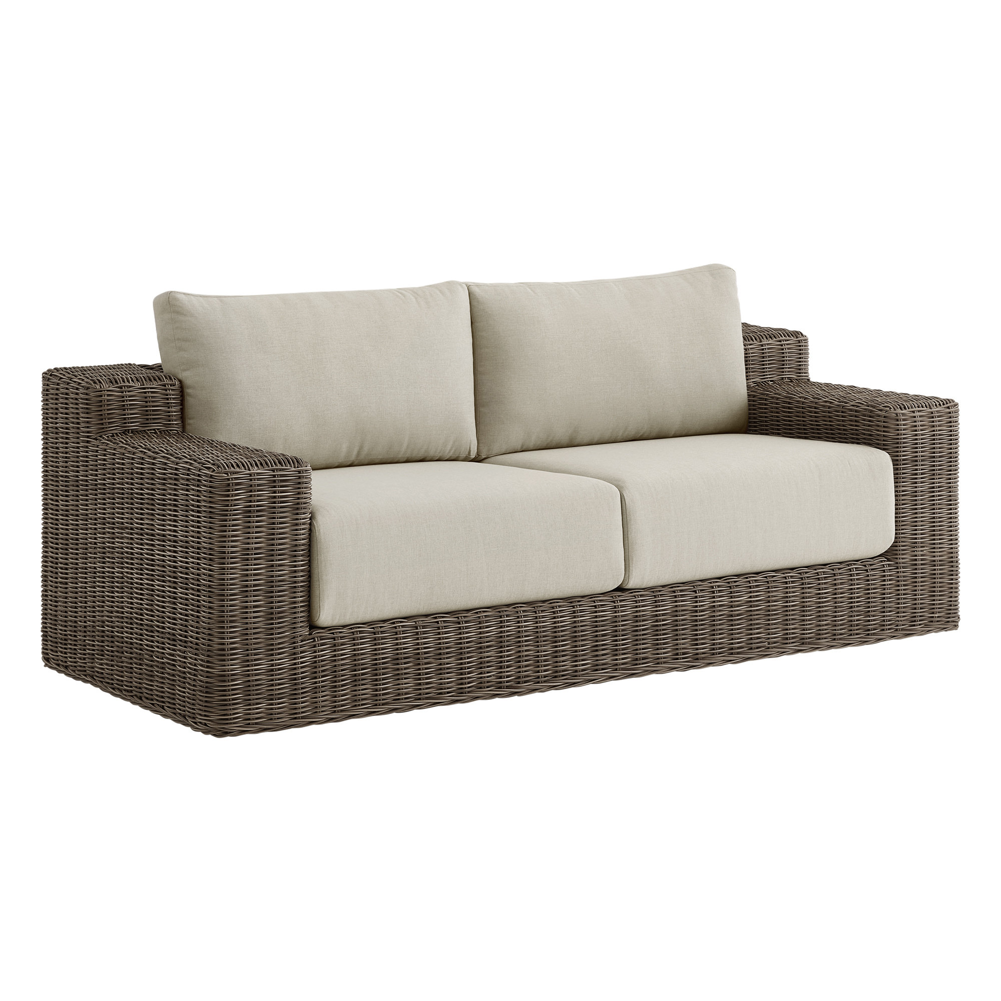 Isadora 85.4'' Patio Wicker Sofa with Cushions
