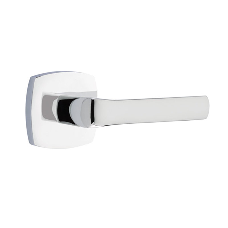 Spencer Flat Double Dummy Door Lever with Square Rosette, Right, Bright Chrome