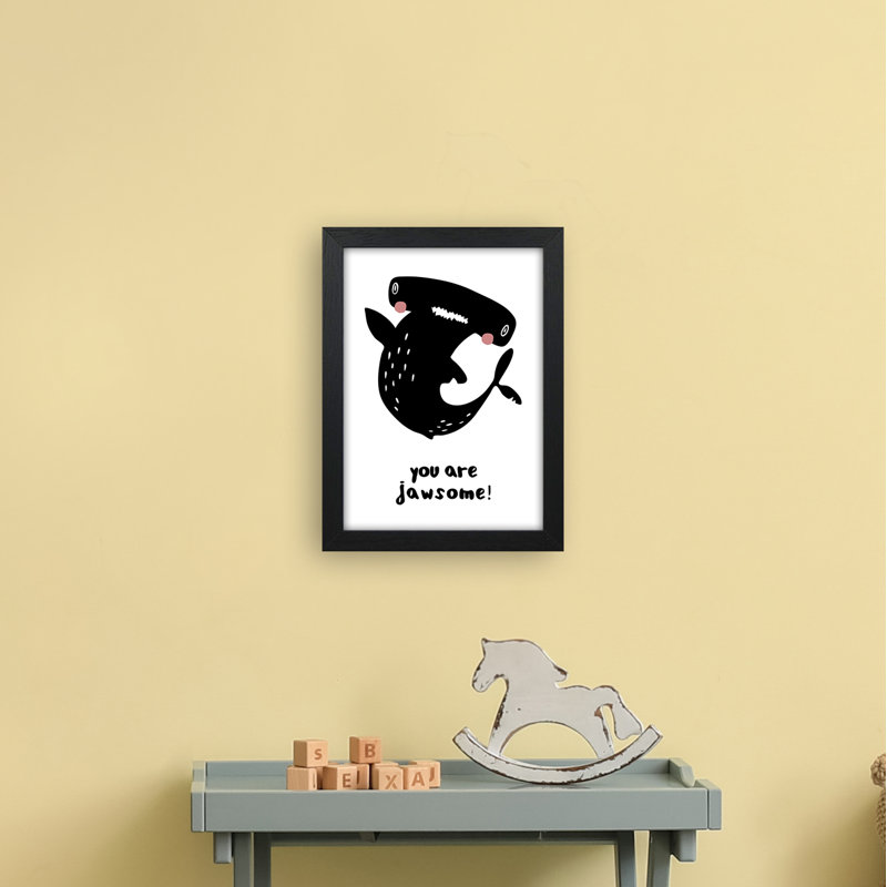 Shark by Miniofmine - Print, 34cm H x 25cm W x 3cm D, Brown Framed