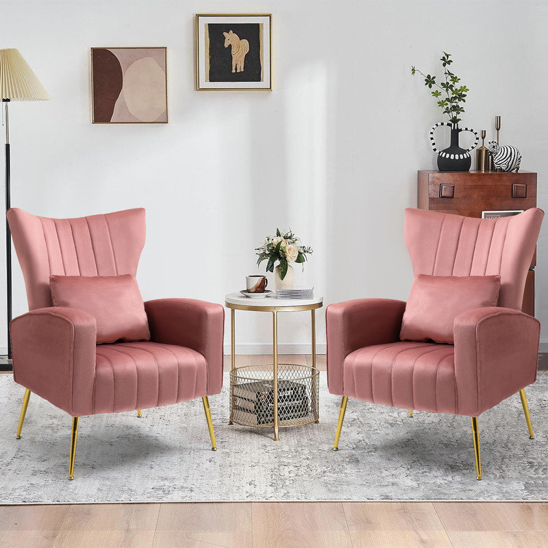 Upholstered velvet armchair, Rose