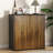 30" Walnut Three-Tier Sideboard Storage Cabinet, with Vertical Groove Membrane-Pressed Doors, for Living Room, Kitchen, Dining Room-1123820743