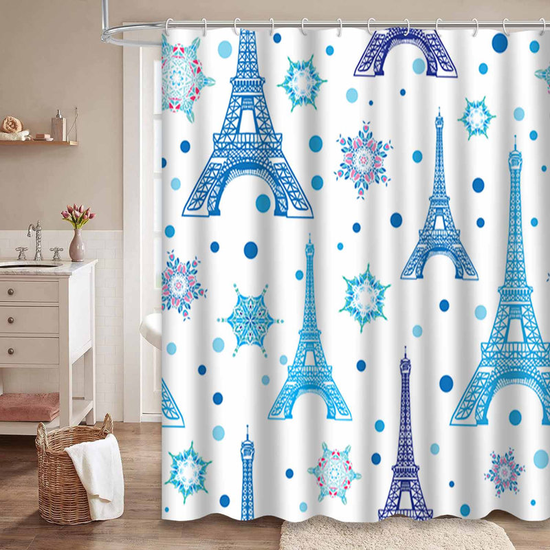 Rideau de douche bleu marine à 12 crochets Paris, L 72 po x l 78 po