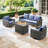 Naresa 4-Piece Outdoor Sofa Set, Wicker Patio Furniture Set With Fire Pit Table, All-Weather PE Wicker-1723076095-1723076094