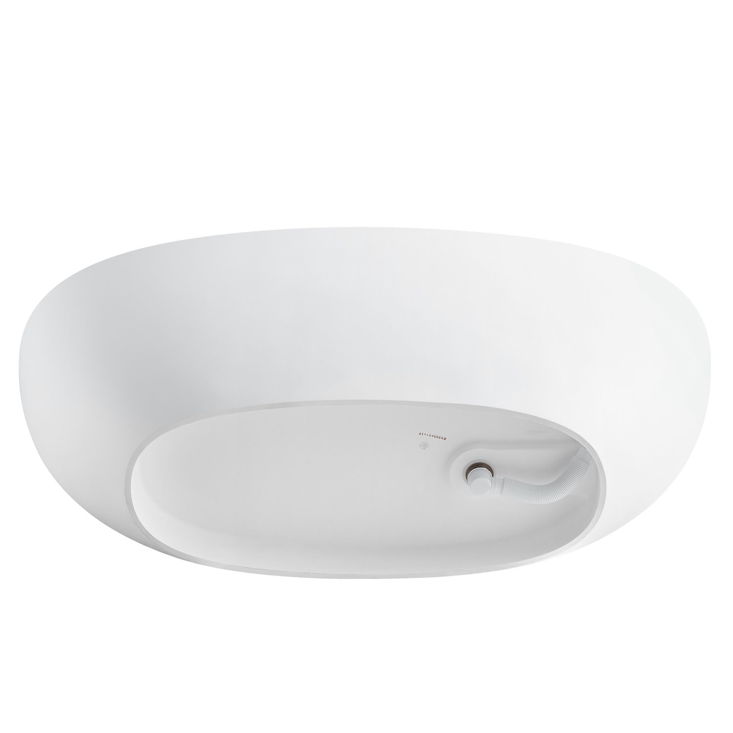 65" Freestanding Solid Surface Soaking Bathtub, White