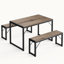 45.5" Dining Table Set For 4, Kitchen Table Set With 2 Benches, Dining Room Table Set With Metal Frame & MDF Board, Space-Saving Dinette-746919456-771248274-746919459