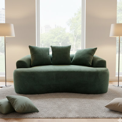 64,44 po courbé avec coussins à ressorts ensachés, foncé, 3 coussins décoratifs, assise confortable dans des espaces compacts, assise moelleuse, idéale pour la vie en appartement