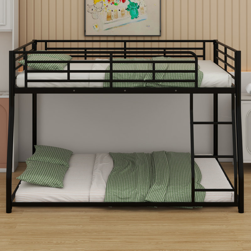 Metal Floor Bunk Bed, Full Over Queen