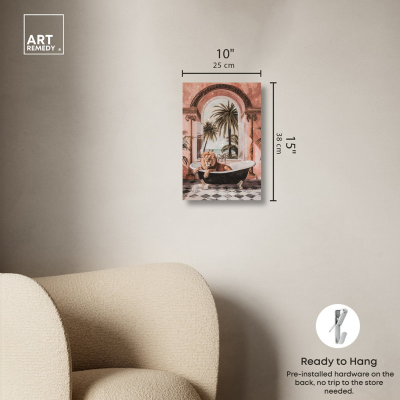 «Sleeping Lion Bath» par Art Remedy, Toile tendue, H 15 po x l 10 po