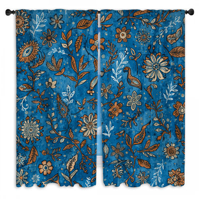 Rideaux à motif floral et botanique à motif floral et obscurcissant - 2 panneaux