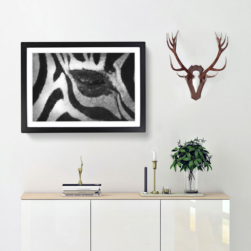 The Eye of a Zebra - Picture Frame Painting Print, Black Framed, 62cm H x 87cm W x 2cm D