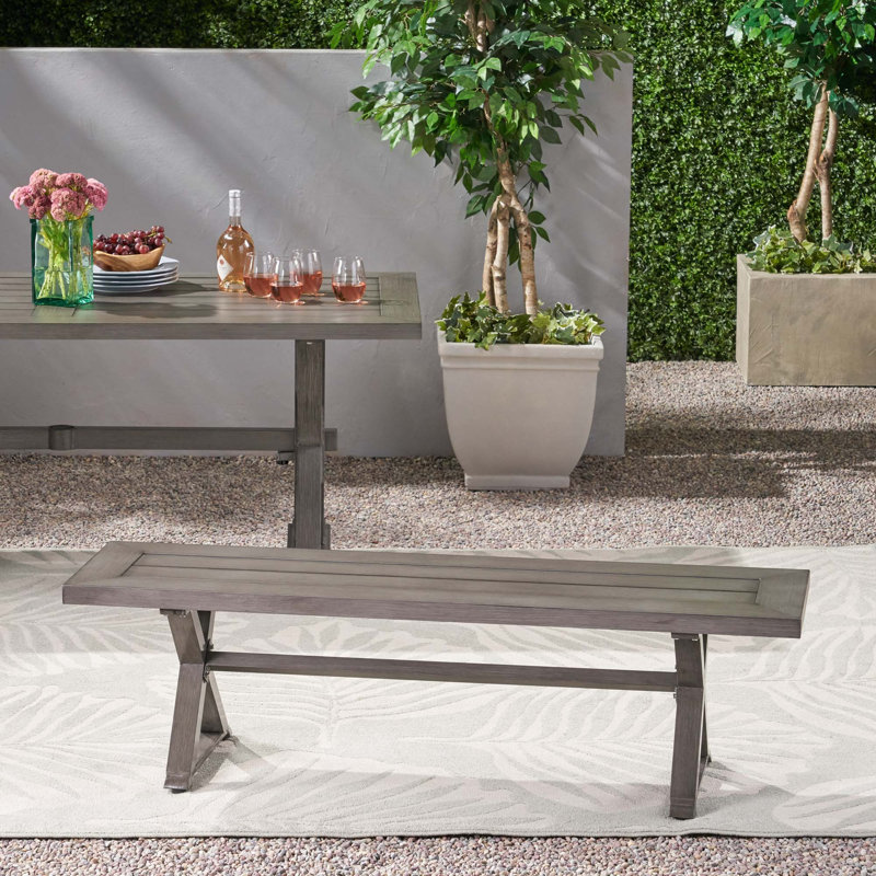 Modern Outdoor Aluminum Dining Bench