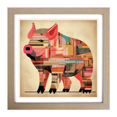 Pig Constructivism - Single Picture Frame Print on Wood