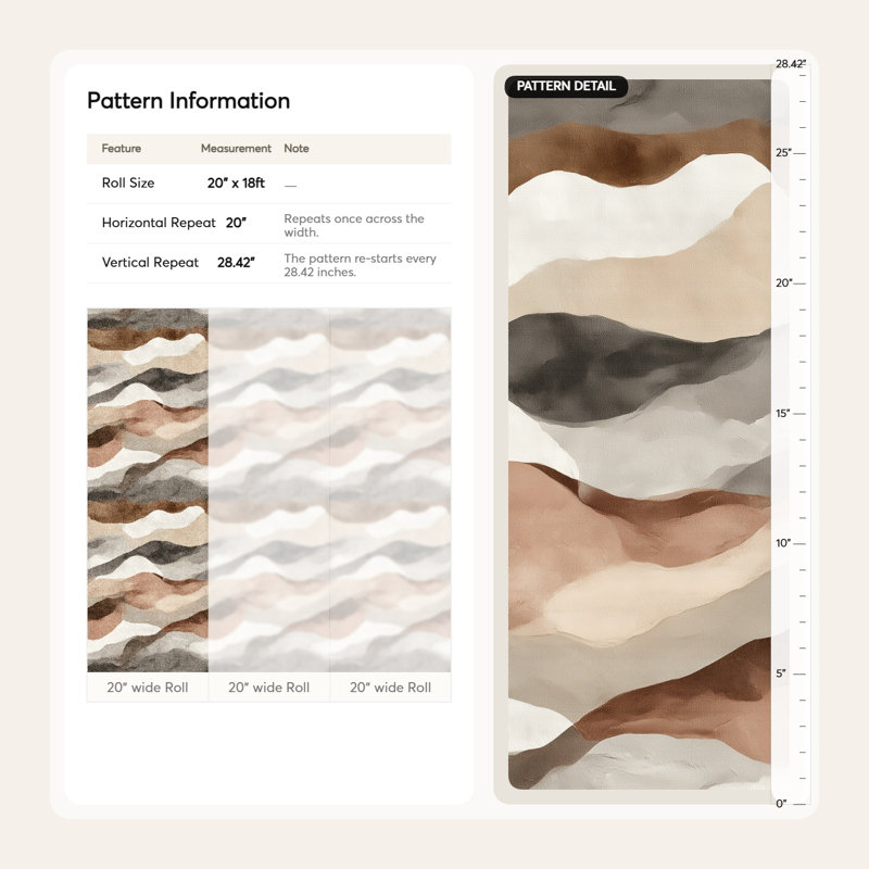 Papier peint géométrique tons de terre ondulés