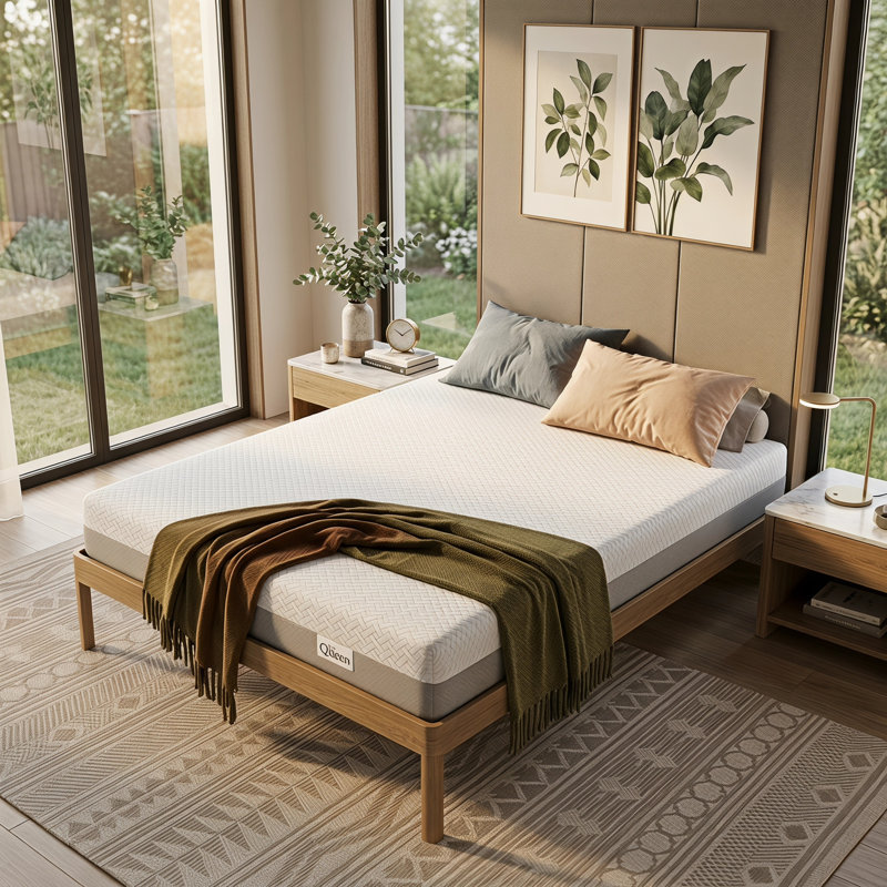 Matelas en mousse à mémoire de forme mi-ferme 6/8 pouces avec housse en tissu respirant, 8, Simple extra long