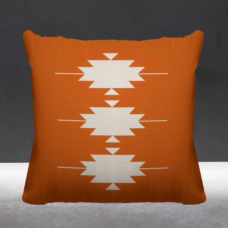 Coussin intérieur / extérieur Sike Southwestern, Orange, L 15 po x H 15 po