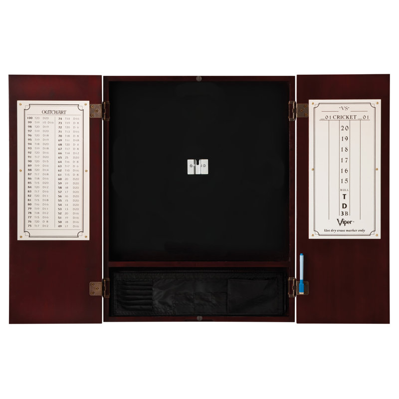 Mahogany Pine Bristle Dartboard Cabinet Set with Darts
