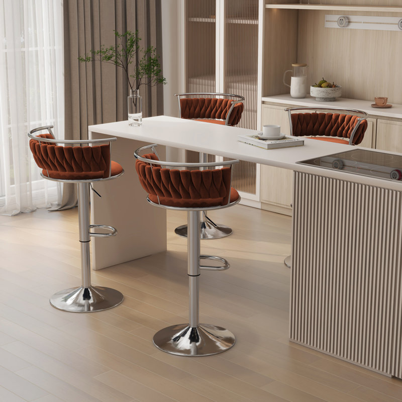 Tabouret de bar Christal, Orange, Argent