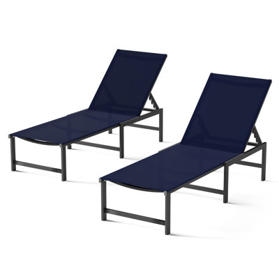 Chaise longue d'extérieur en aluminium, sans assemblage, avec dossier réglable à 5 positions, chaise longue de patio pour la piscine extérieure, la plage, la détente sur la pelouse