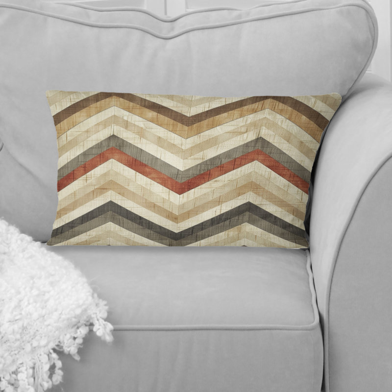 Brown Orange Modern Chevron Bliss - Modern Lumbar Pillow
