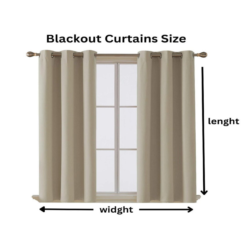 Jeffro Pair Eyelet Blackout Curtains, 228.6cm Width x 137.16cm Drop, Beige