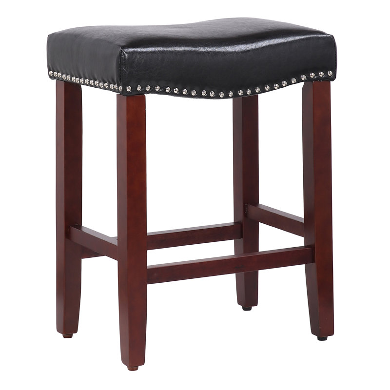 Tabouret de bar et de comptoir rembourré Jameson, Tabouret de comptoir (siège d’une hauteur de 24, Noir / Cerisier