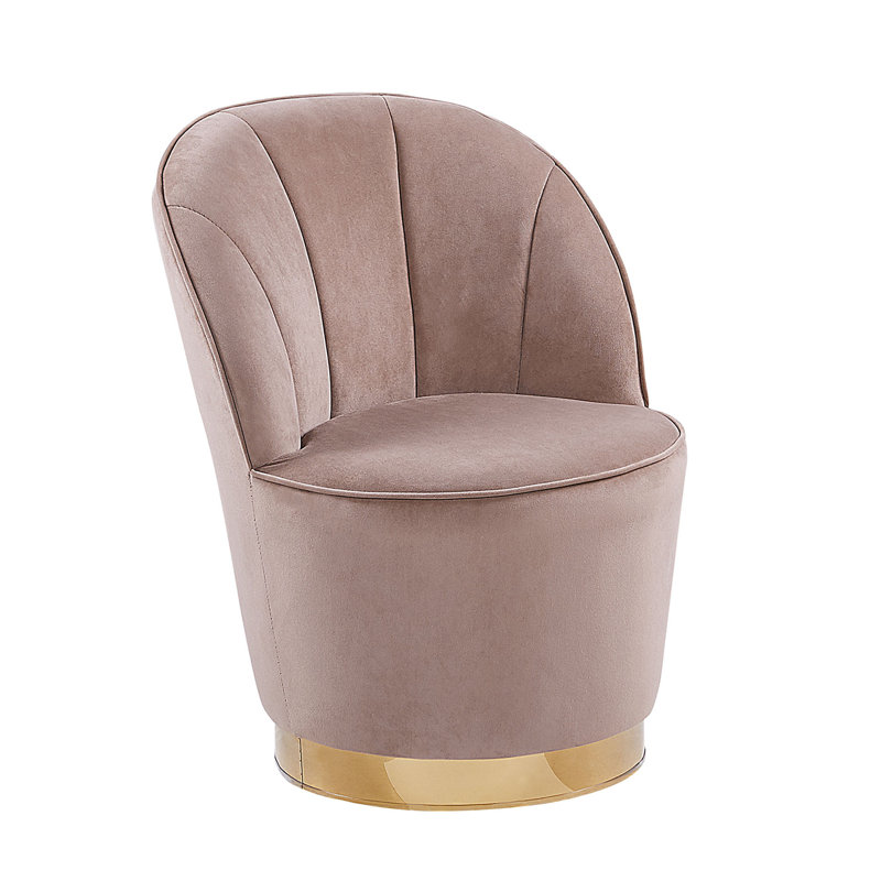 Dominique Velvet Barrel Chair, Beige