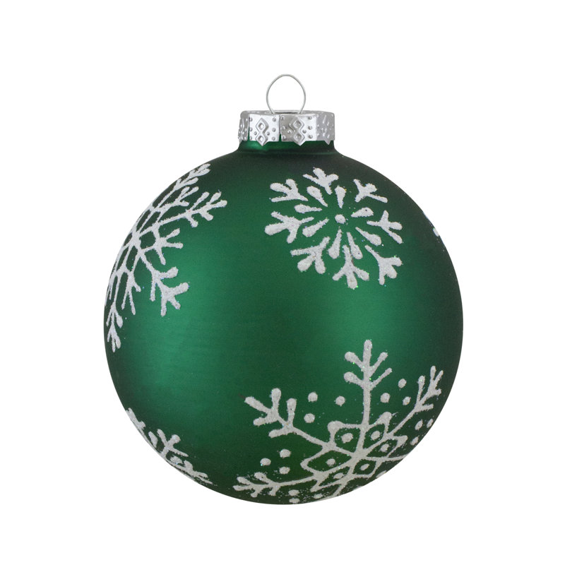 Ornement boule de Noël en verre bleu foncé et vert mat