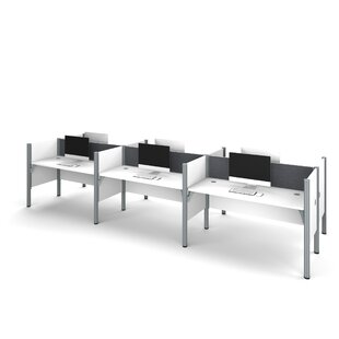 Pro-Biz Six-Straight Desk Workstation with 6 Privacy Panels Benching Desks