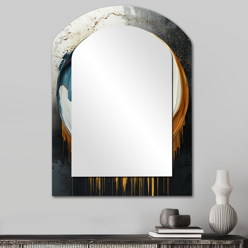 Miroir mural noir et doré Moon Lines IV - Gold Arch, 34 po x 25 po