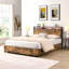 Queen Bed Frame, Storage Headboard With Charging Station, Solid And Stable, Noise Free, No Box Spring Needed, Easy Assembly