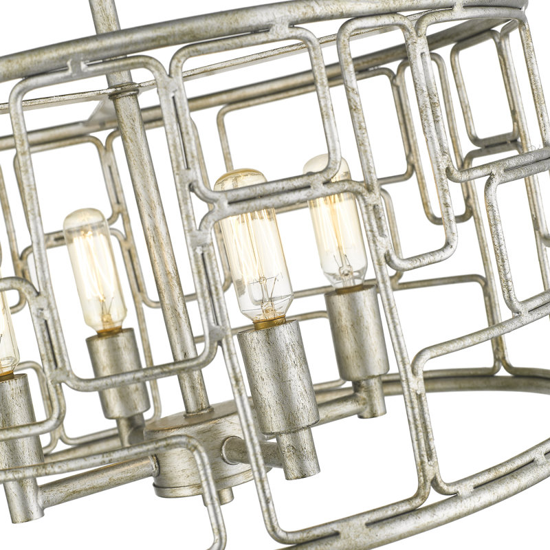 Mathena 4 - Light Dimmable Drum Chandelier, Antique Silver