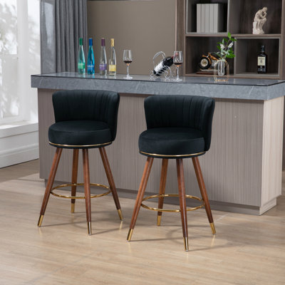 Ensemble de 2 tabourets de bar à hauteur de comptoir pour cuisine avec pieds en bois massif d'une hauteur fixe de 360 degrés