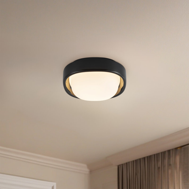 Pebble 8-in Silver dimmable LED Flush Mount, Matte Black