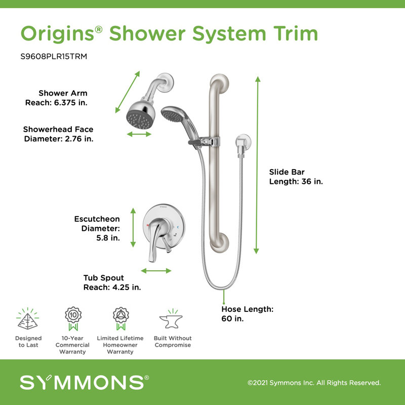Origins 1-Spray Shower Trim with Hand Shower, Polished Chrome