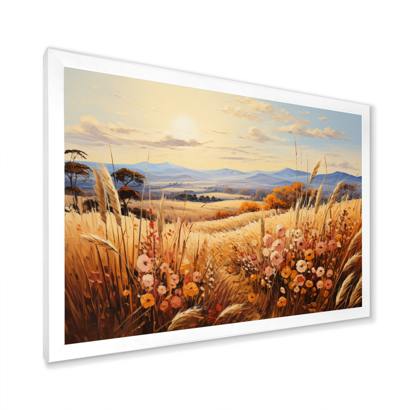 Champ de blé campagne rustling I, H 16 po x l 32 po x P 1 po, Cadre simple blanc