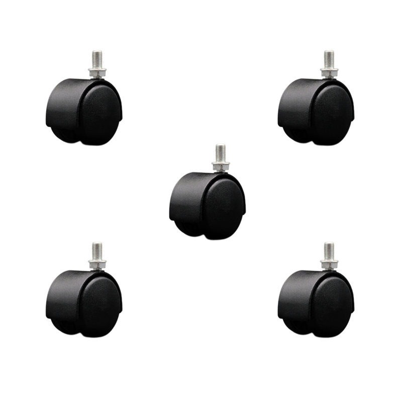 Ensemble de 5 roulettes en nylon noir 2 pouces