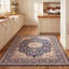 Tapis traditionnel en marbre à médaillon délavé, style persan, bleu marine, ivoire, or, vert et rose. Lavable à la machine, antidérapant, à poils courts, pour l'intérieur et l'extérieur, adapté aux animaux domestiques. Convient au salon, à la chambre à coucher, à la salle à manger, à l'entrée, au corridor et au bureau.-1619398439