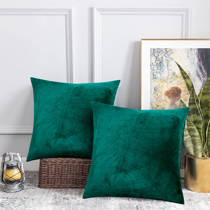 Velvet Scatter Cushion Cover, Green