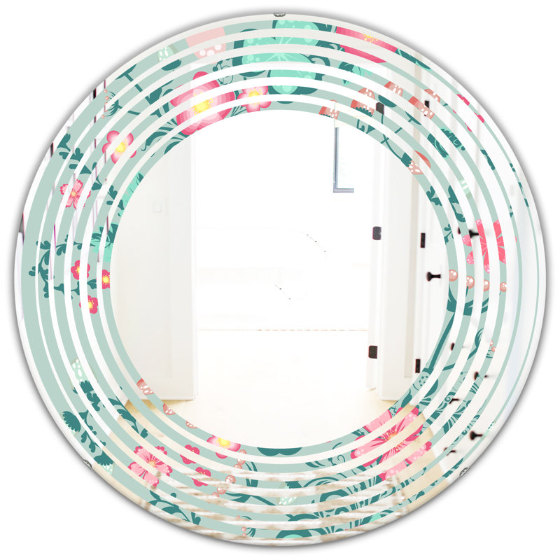 Miroir mural sans cadre à motif floral spring american, H 23,6 po x l 23,6 po