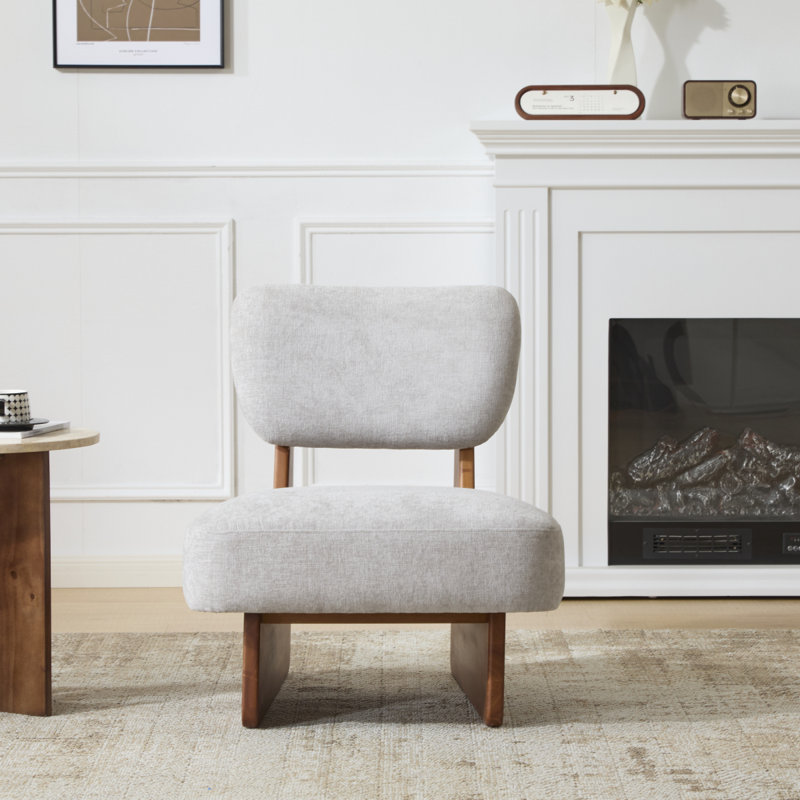 Chaises d'appoint rembourrées en tissu Vierra, Noyer, Gris clair