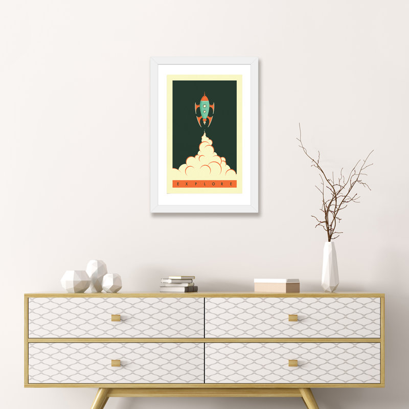 Explorez II, art encadré pour enfants, Papier encadré blanc, H 24 po x l 16 po x P 1 po