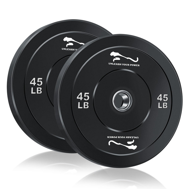 Ensemble de 2 plaques de poids de butoir en caoutchouc olympique de 2 pouces avec inserts en acier, options de poids multiples, plaques de caoutchouc vierge réductrices de bruit pour l'entraînement en salle de musculation