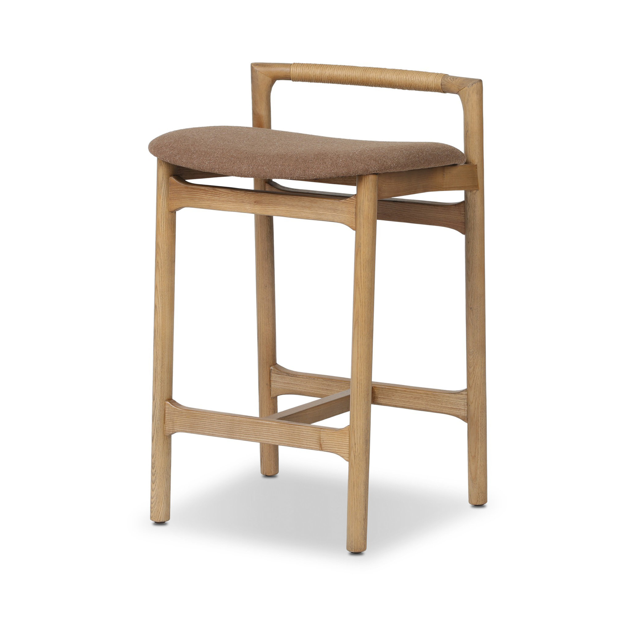 Solene Leather Stool, Sienna Brown, Antwerp Cafe/Line Blend, Counter Stool (26" Seat Height)