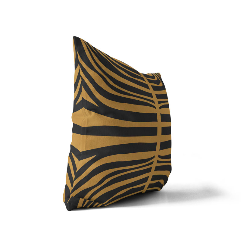 Housse de coussin d'intérieur à motif zébré abstrait noir et brun Hunter, 20 po X 20 po