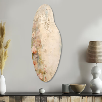 «Rustic Bouquet Pink Roses», art mural asymétrique en forme de rose