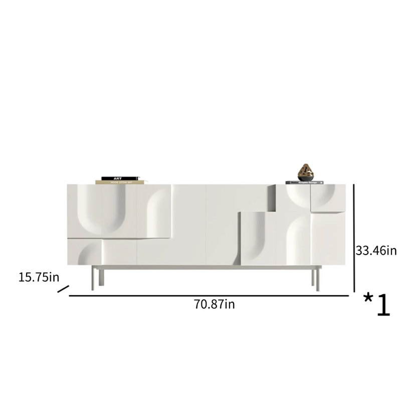 Armoire d'appoint simple de style crème simple, H 35,46 po x l 70,87 po x P 15,75 po